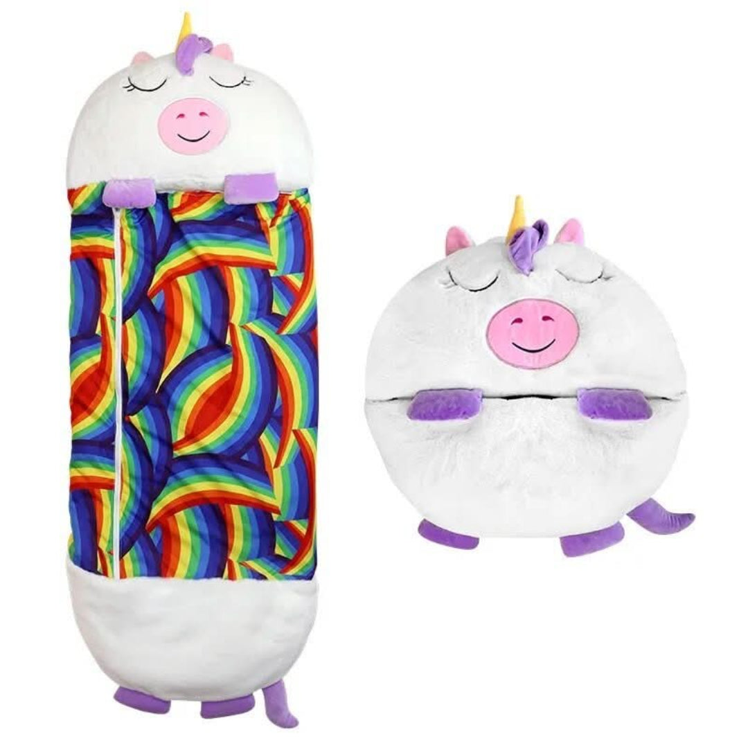 Convertible Plush Sleeping Bag with Companion Toy for Kids