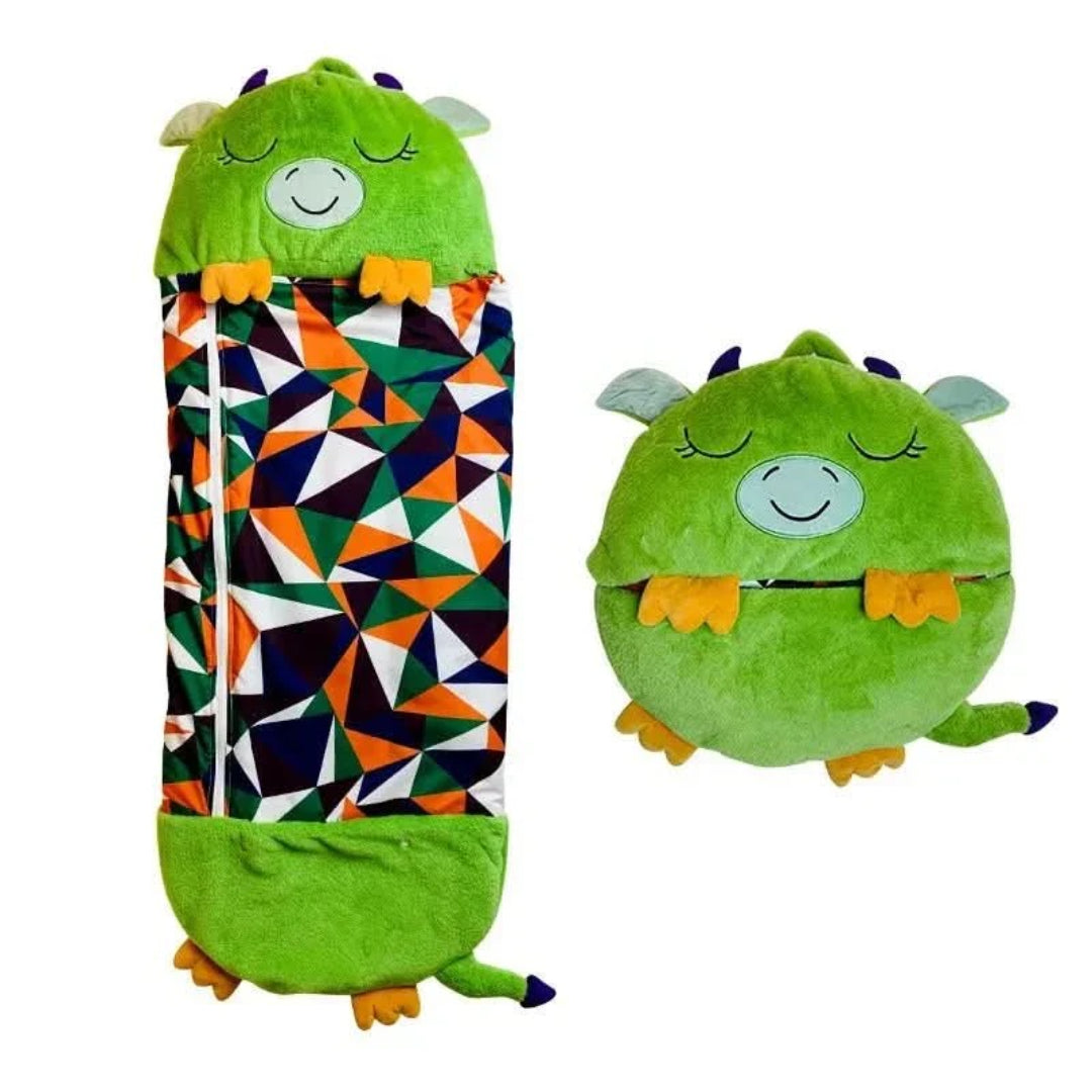 Convertible Plush Sleeping Bag with Companion Toy for Kids