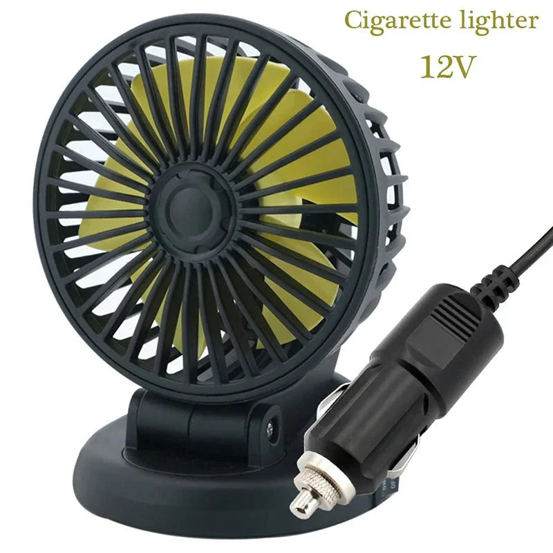 Rotatable Auto Ventilator – 12V/24V/5V with USB or Cigarette Lighter