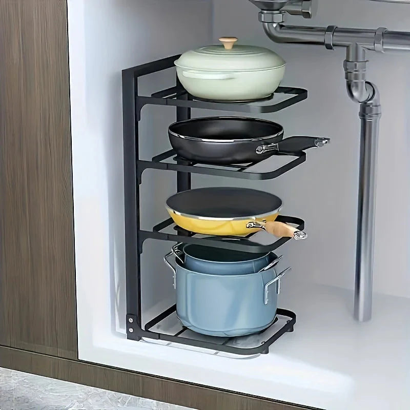 Adjustable Height Pot and Pan Organizer – Neatly Arrange Your Kitchen