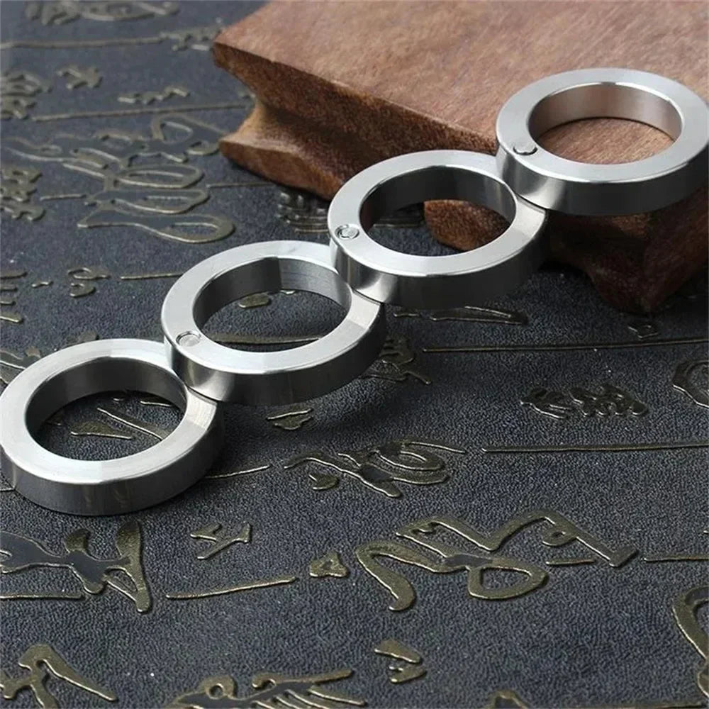 Self-Defense Ring in Stainless Steel | Foldable and Rotatable for Emergencies