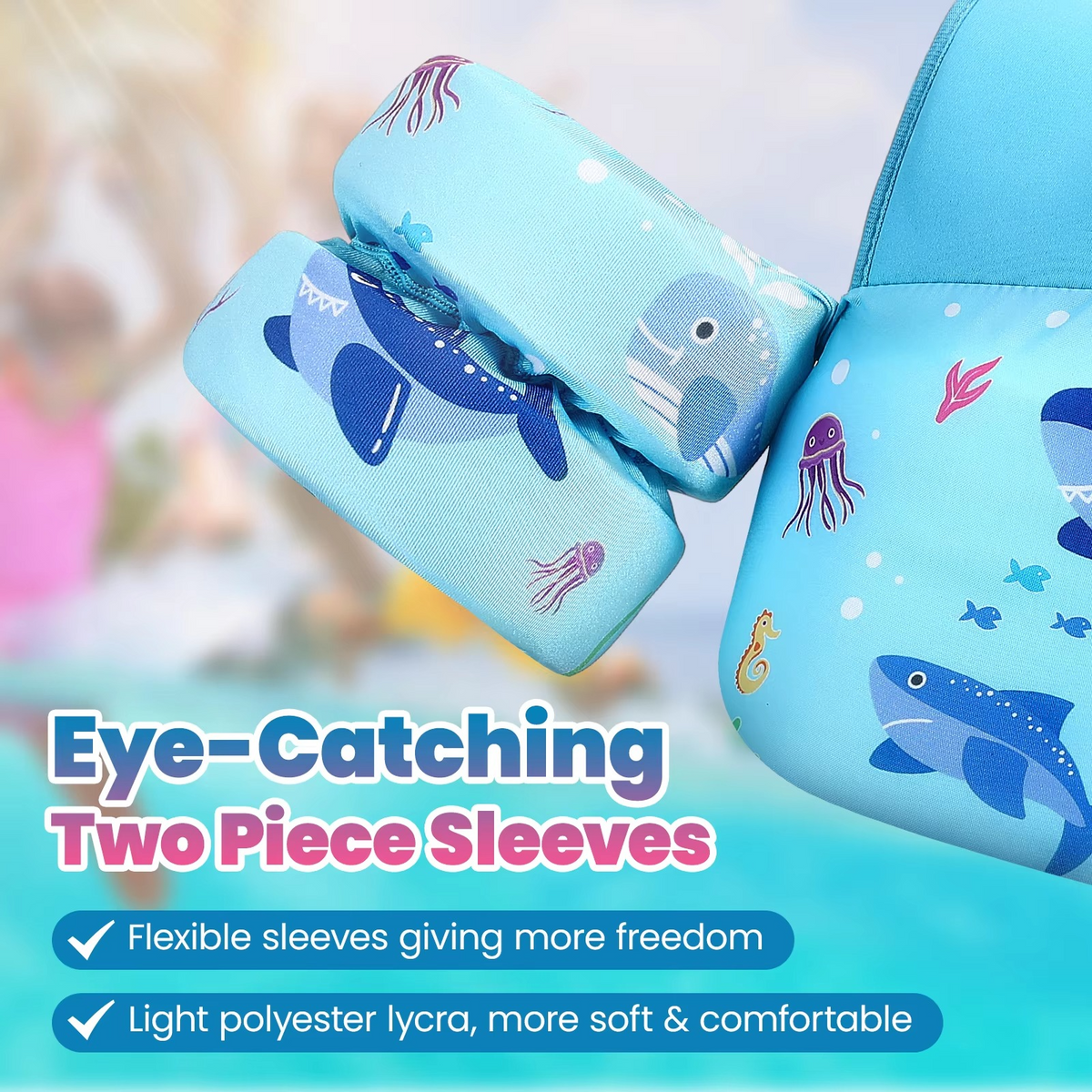 Children's Foam Swim Vest with Arm Floats and Safety Whistle