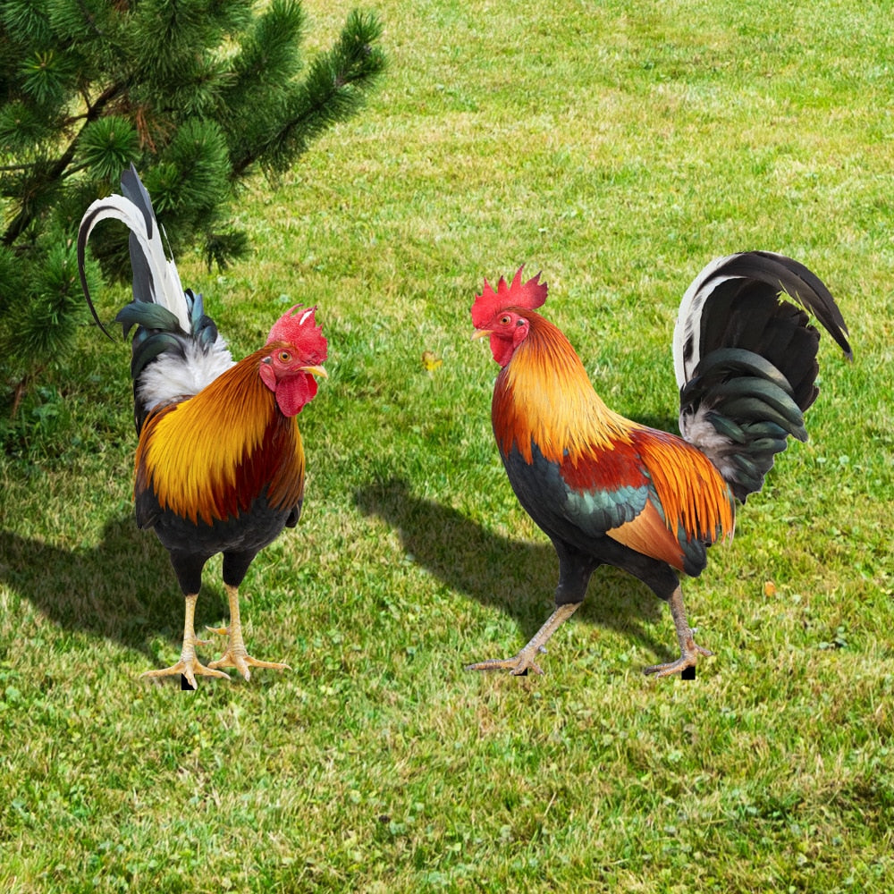 Acrylic Rooster Garden Statue – Durable Outdoor Decor