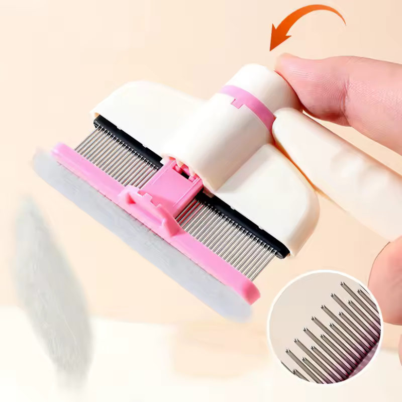 Grooming Comb for Cats and Dogs with Fur Eject Feature