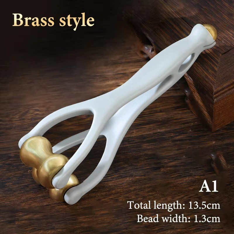 Acupressure Finger Massager Featuring Brass Rollers