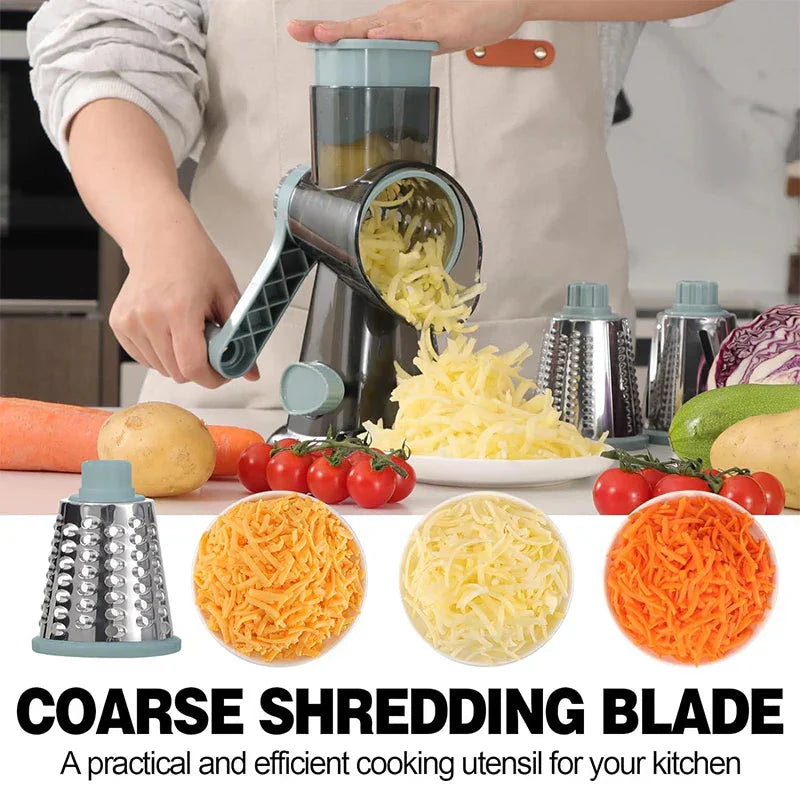 Grater with 3 Stainless Steel Drums – Rotary Design