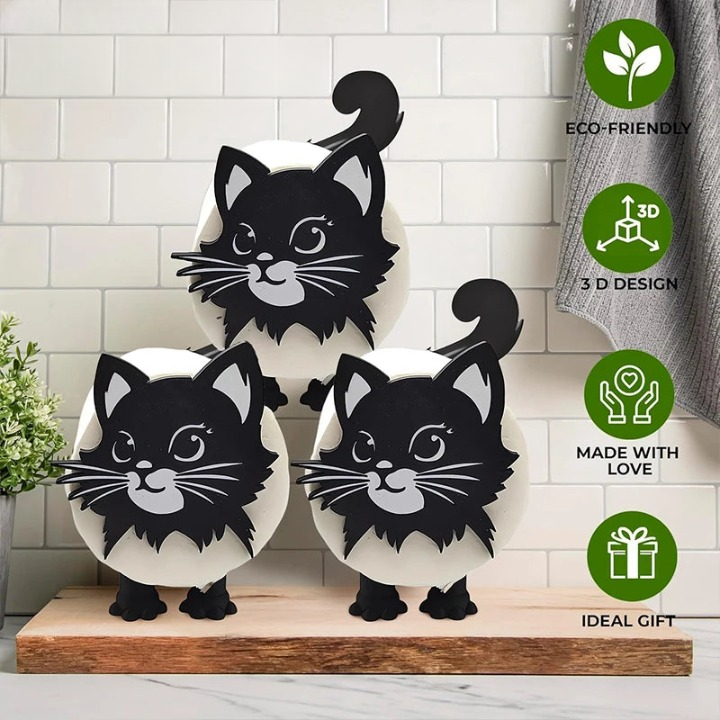 Standing Toilet Paper Holder in Cat Design – Decorative Organizer