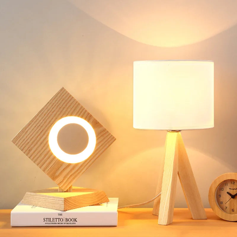 Elegant Nordic Lamp with Solid Wood Base for Cozy Lighting
