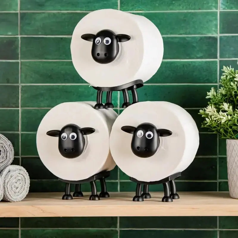 Freestanding Set of 2 Decorative Sheep Toilet Paper Holders