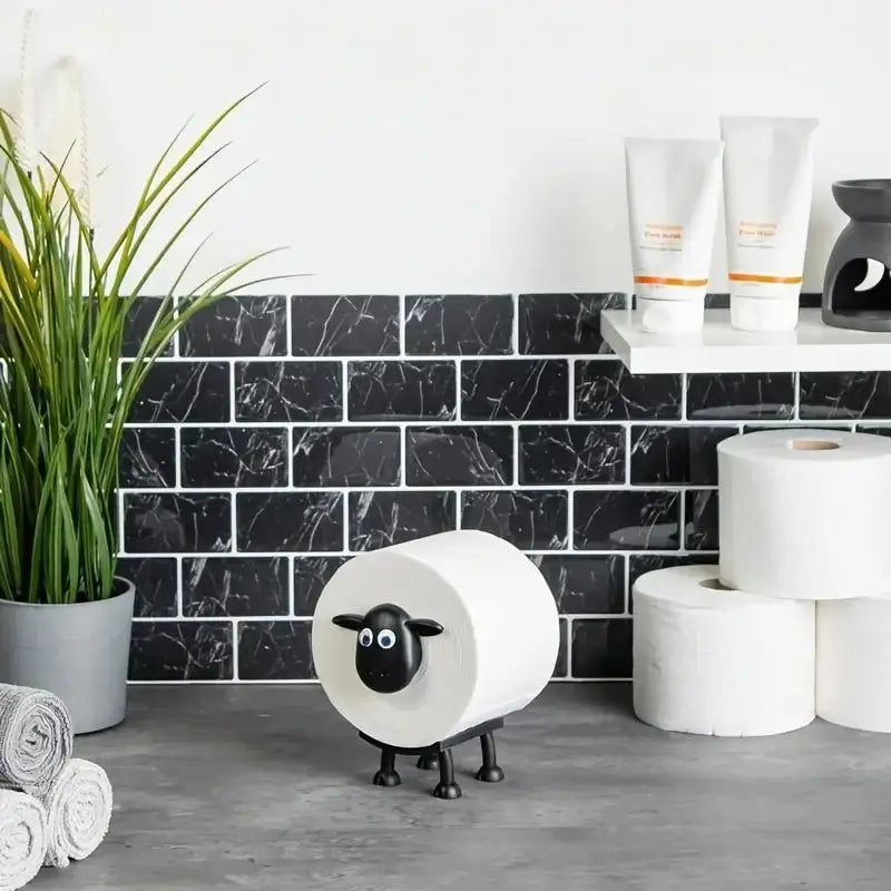 Freestanding Set of 2 Decorative Sheep Toilet Paper Holders