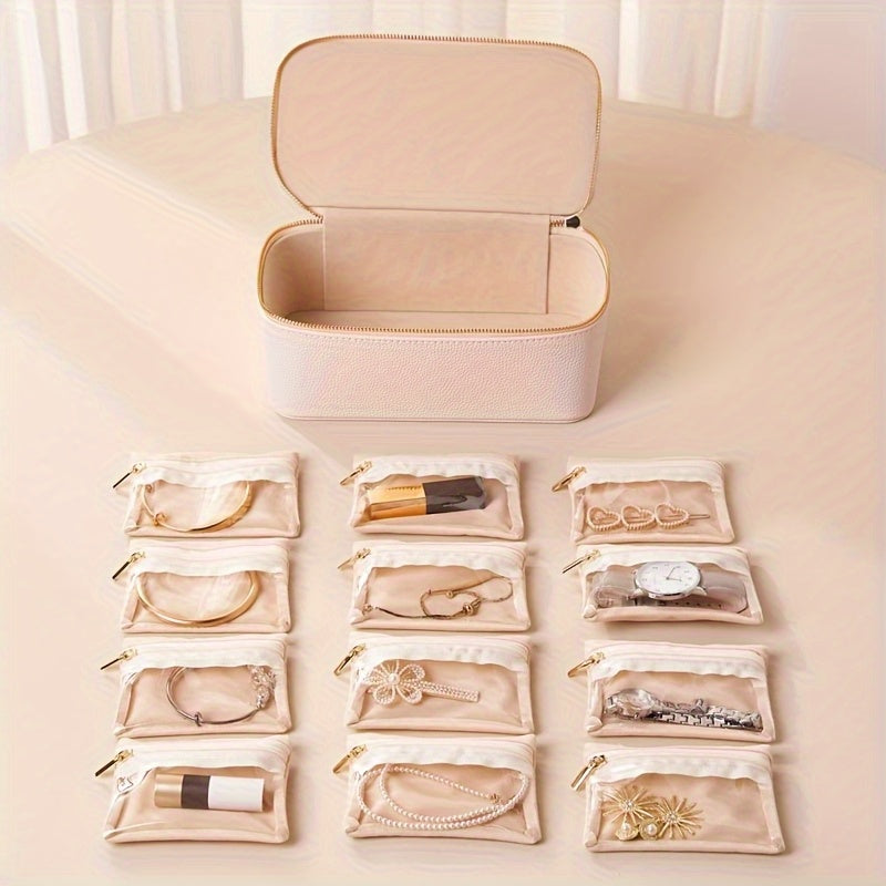 Jewelry Travel Case with Removable Velvet Pouch and Viewing Window