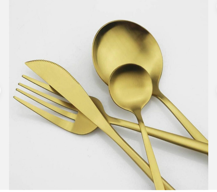 Minimalist Stainless Steel Cutlery Set 18/10 with Titanium Coating