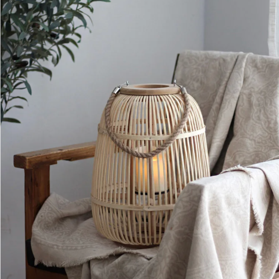 Boho Hanging Garden Decor - Handcrafted Rattan Lanterns for Patio