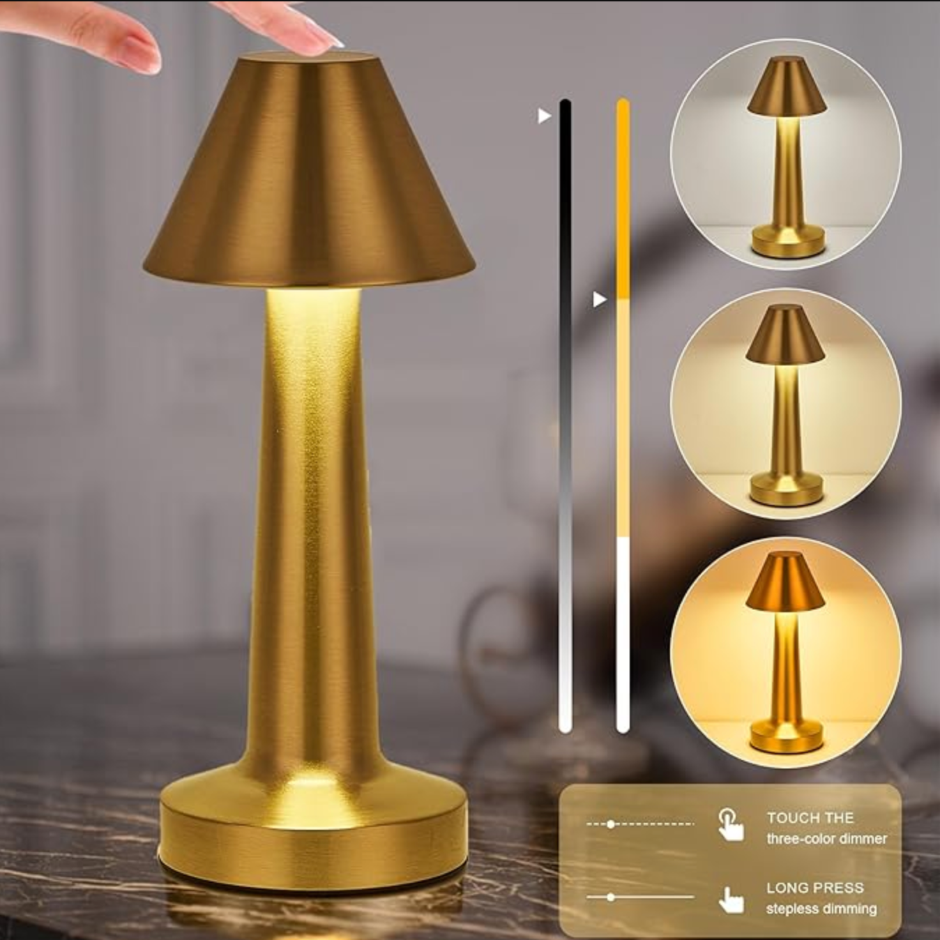Touch Sensor LED Table Lamp - Wireless and Dimmable