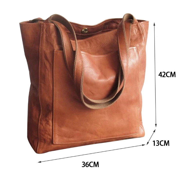 Vintage Leather Tote Bag for Laptops and Daily Activities