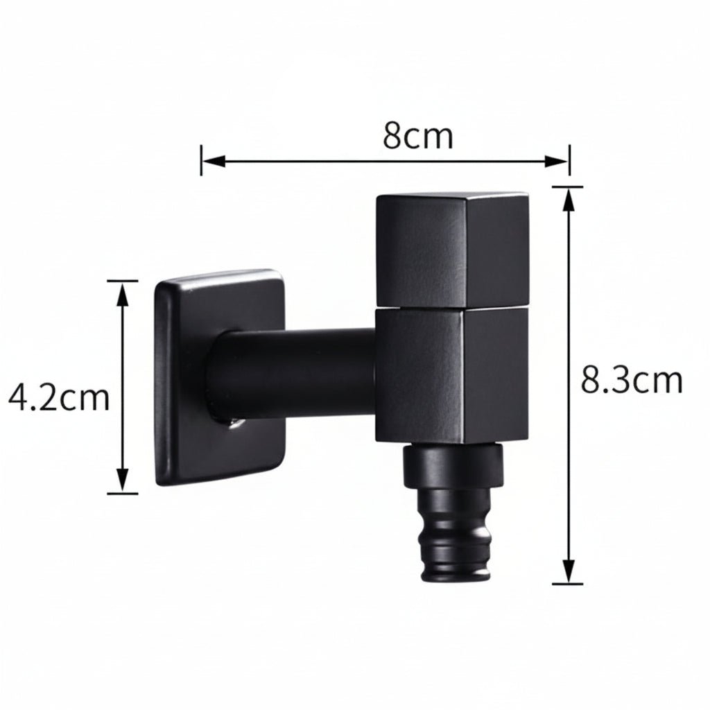 Matte Black Wall-Mounted Brass Faucet – Ideal for Garden and Balcony