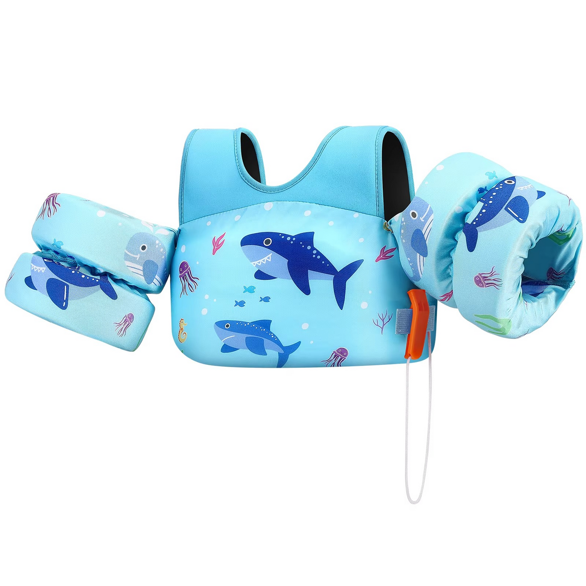 Children's Foam Swim Vest with Arm Floats and Safety Whistle