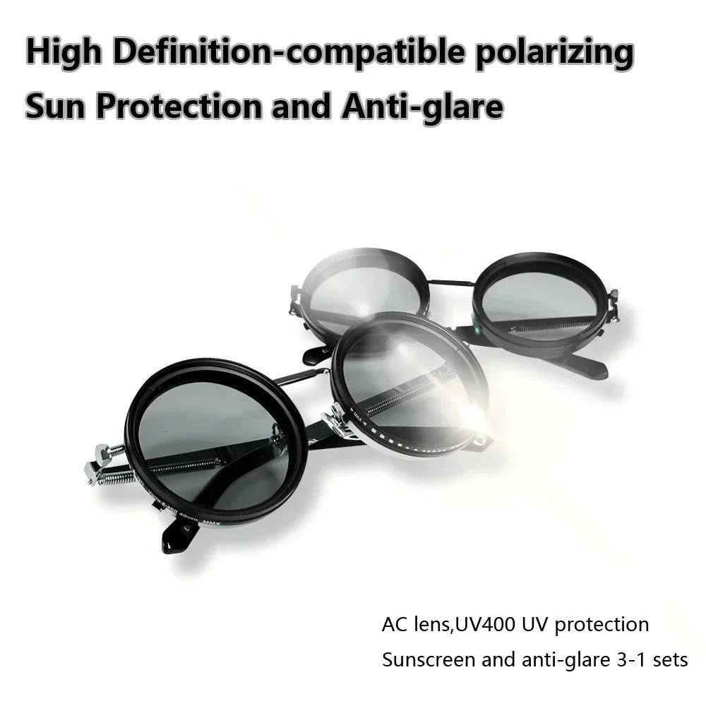Round Frame Sunglasses with UV400 Protection – Adjustable Polarized Lens