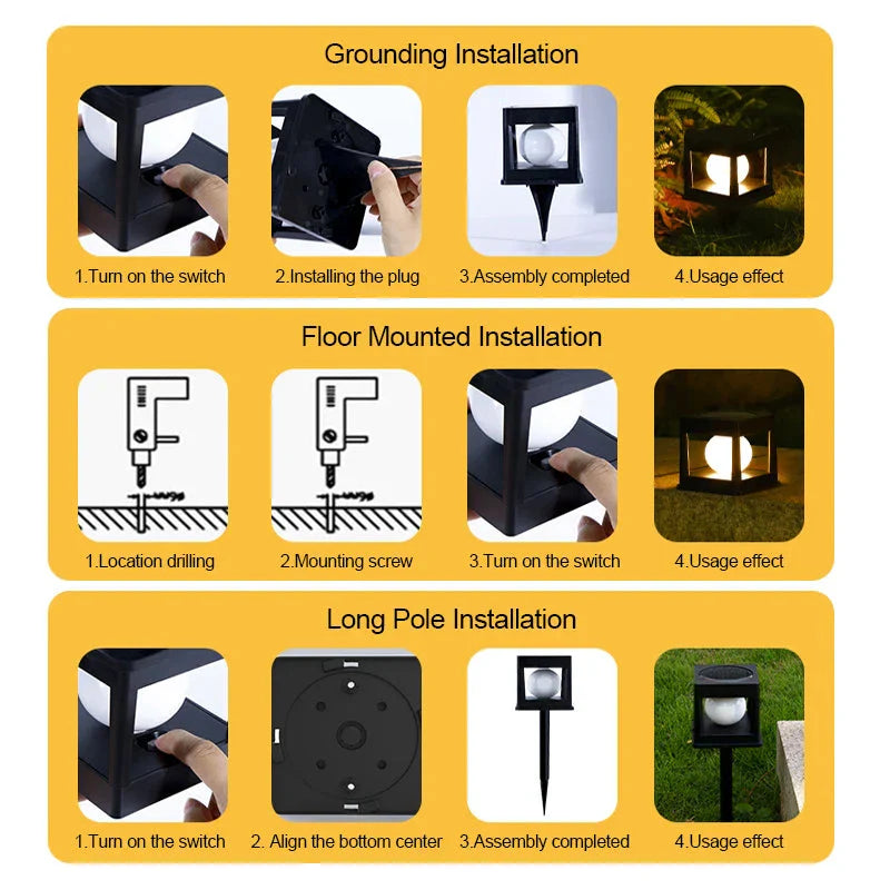 Automatic Sensor Solar Lantern for Garden with Two Light Colors