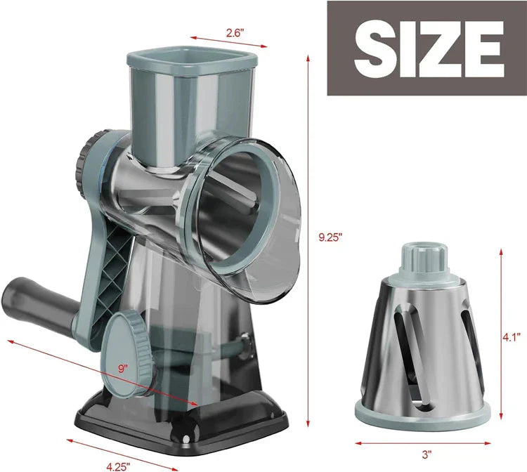 Grater with 3 Stainless Steel Drums – Rotary Design