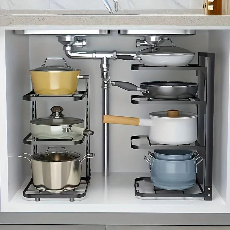 Adjustable Height Pot and Pan Organizer – Neatly Arrange Your Kitchen