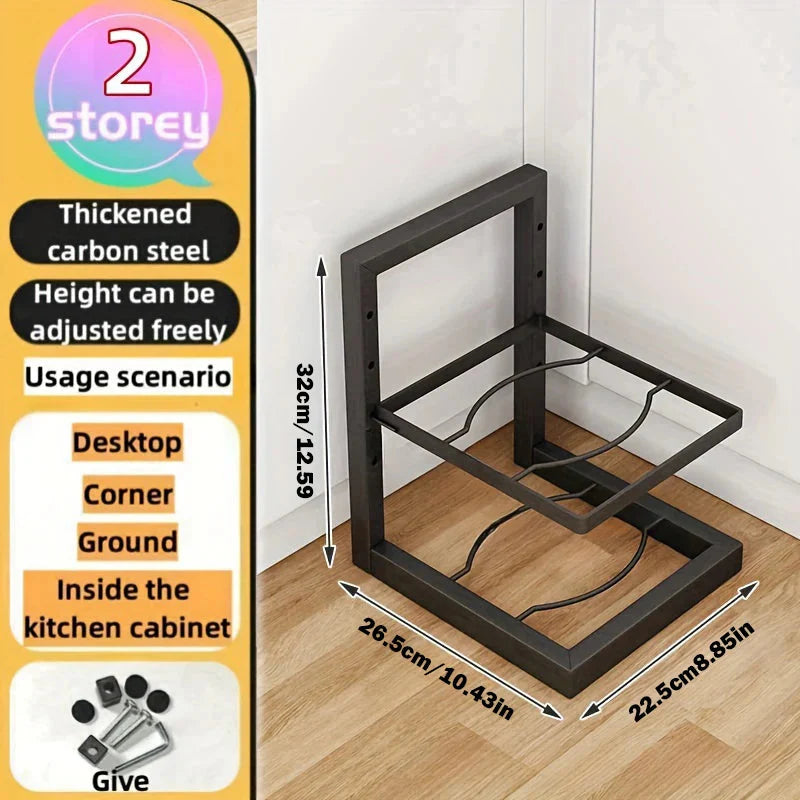 Adjustable Height Pot and Pan Organizer – Neatly Arrange Your Kitchen