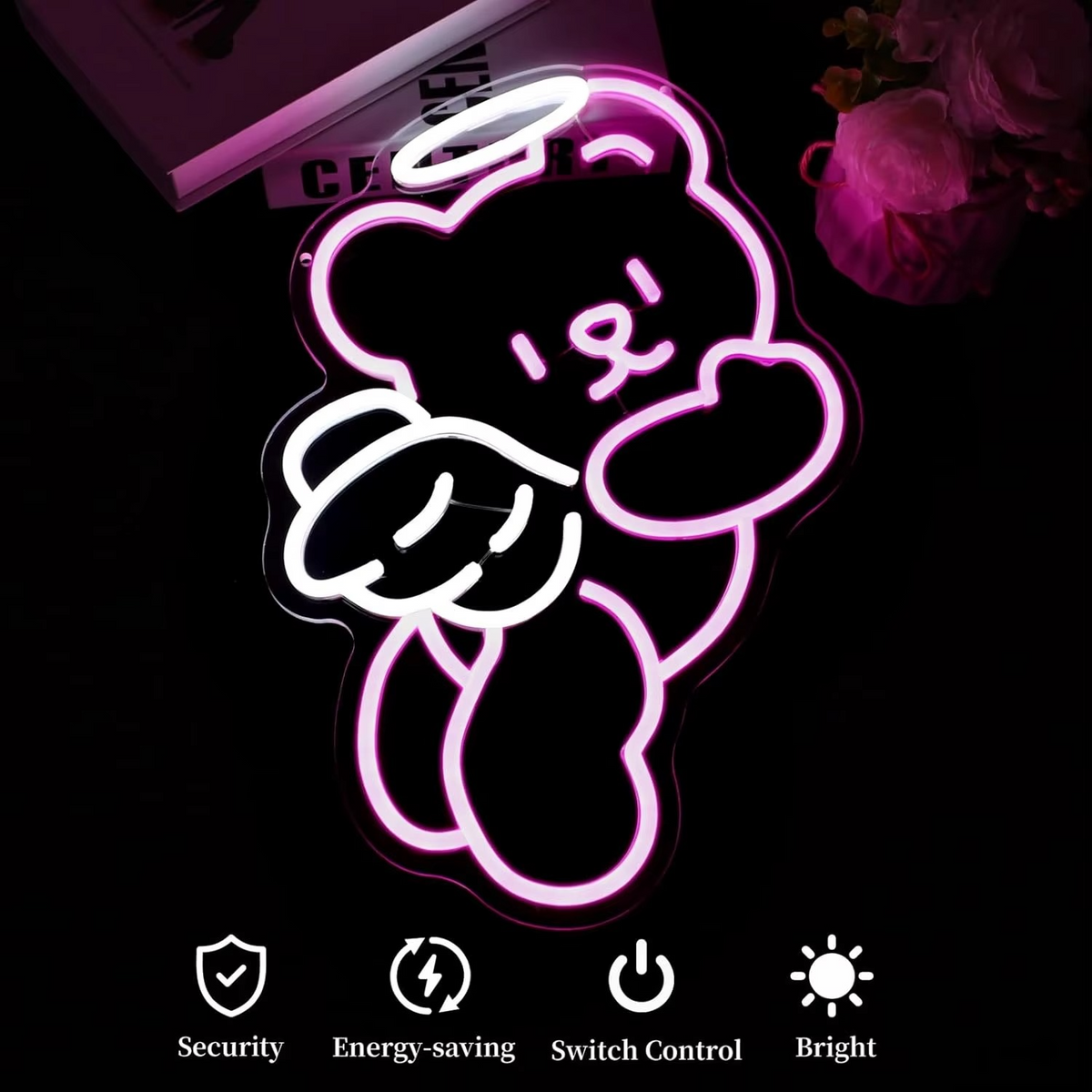 Adjustable Dimmer Bear Neon Light – Warm USB-Powered Ambient Glow