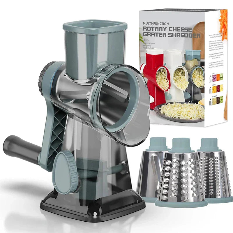 Grater with 3 Stainless Steel Drums – Rotary Design