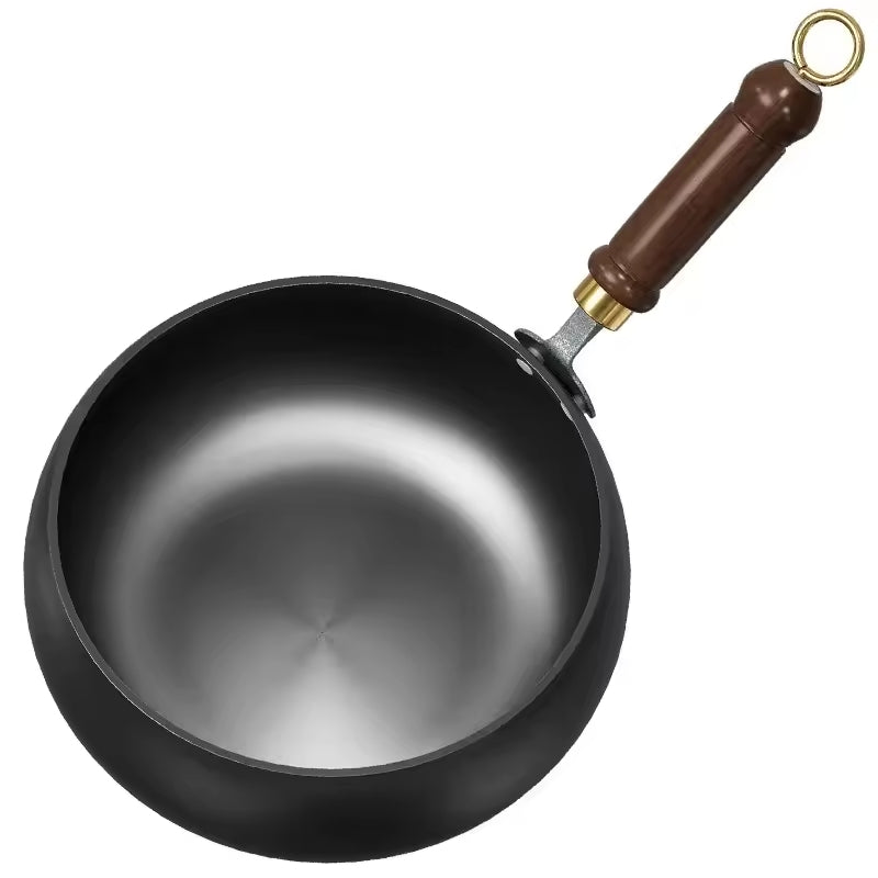 Uncoated Cast Iron Skillet with Wooden Handle