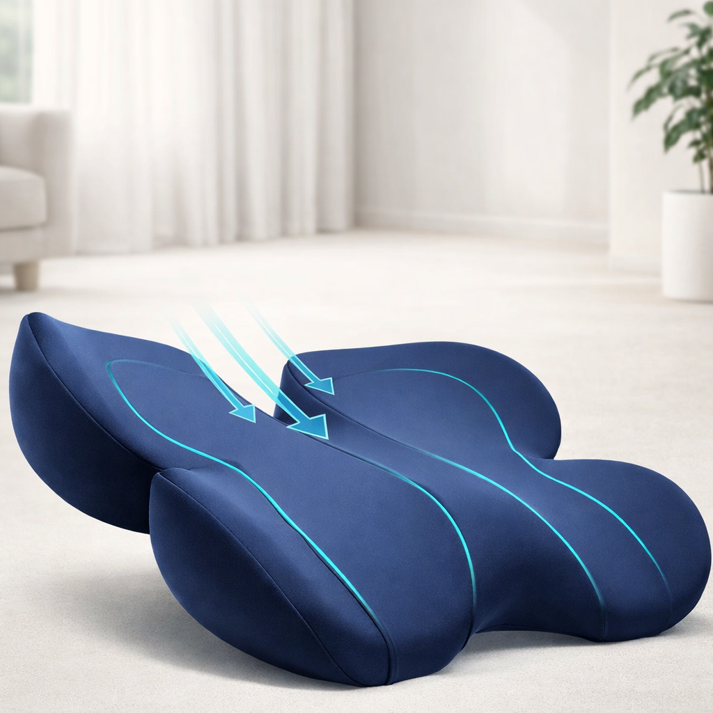 Comfort Support Cushion with Memory Foam for Tailbone Relief
