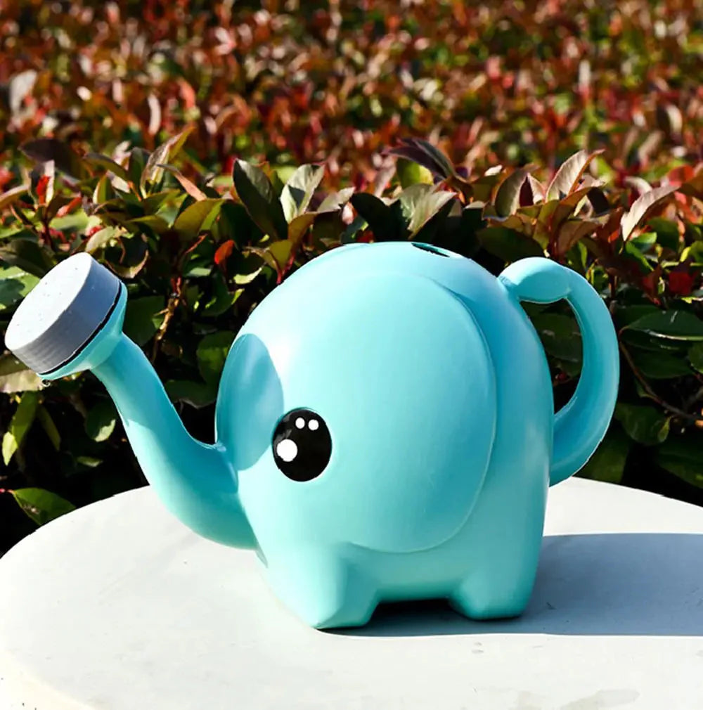 Watering Can in Elephant Design with Spray Nozzle – 1500 ml, Green/Orange