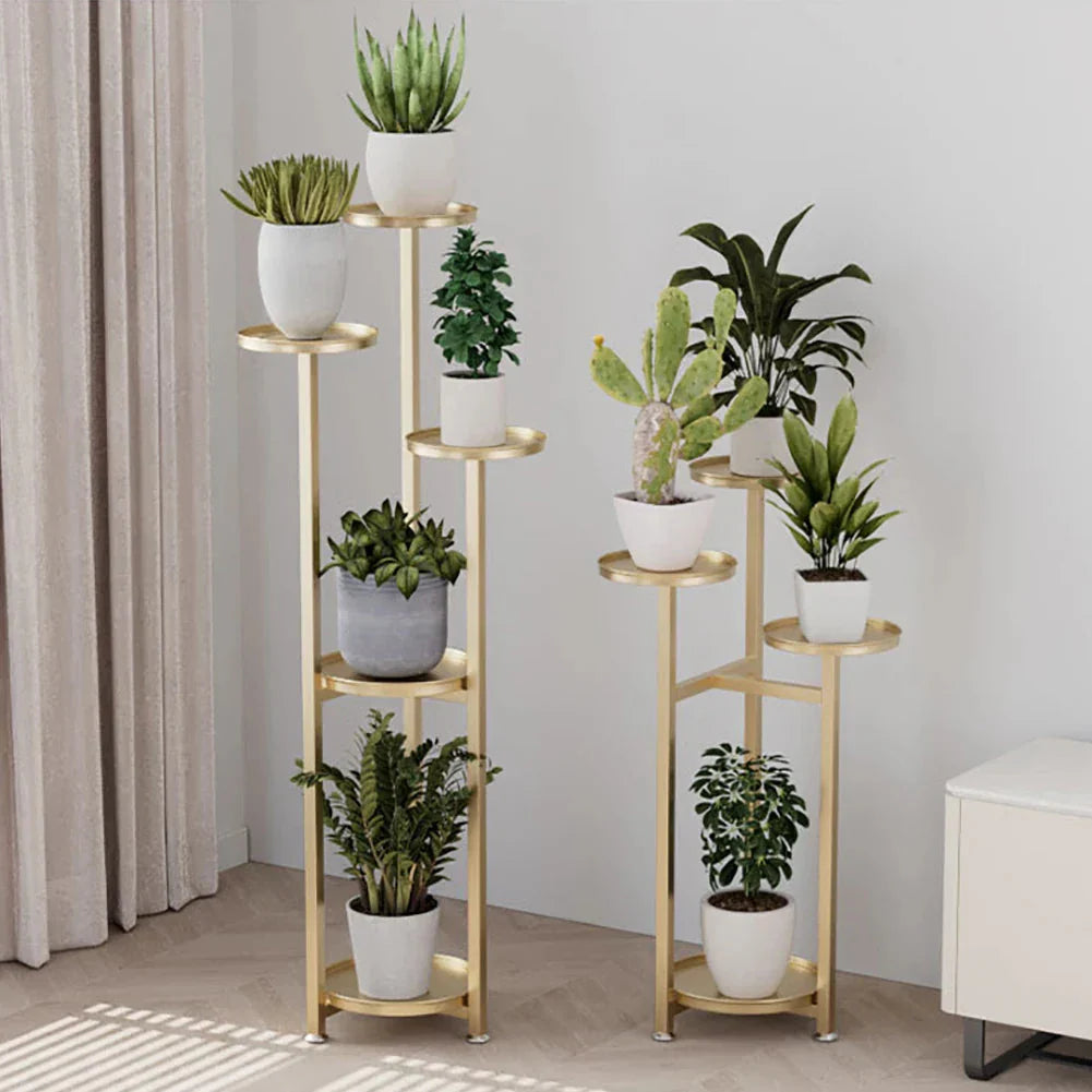 Multi-Tiered Metal Plant Stand – Round Shelves in 3 Height Options