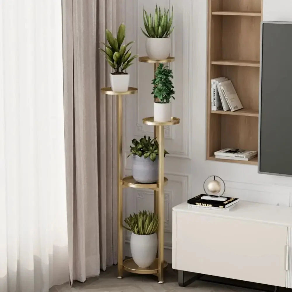 Multi-Tiered Metal Plant Stand – Round Shelves in 3 Height Options