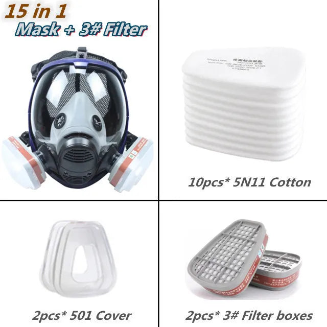 Complete Respiratory Mask with Clear Visor and Changeable Filter Cartridges