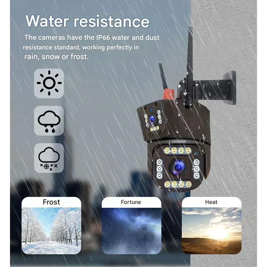 Solar Security Camera with Dual Lens | 10x Zoom 360° PTZ | 12,000 mAh IP66 4G Wi-Fi