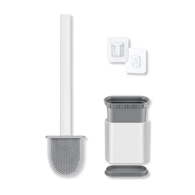 Wall-Mountable Silicone Toilet Brush with Quick-Drying Holder