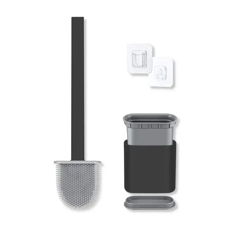 Wall-Mountable Silicone Toilet Brush with Quick-Drying Holder