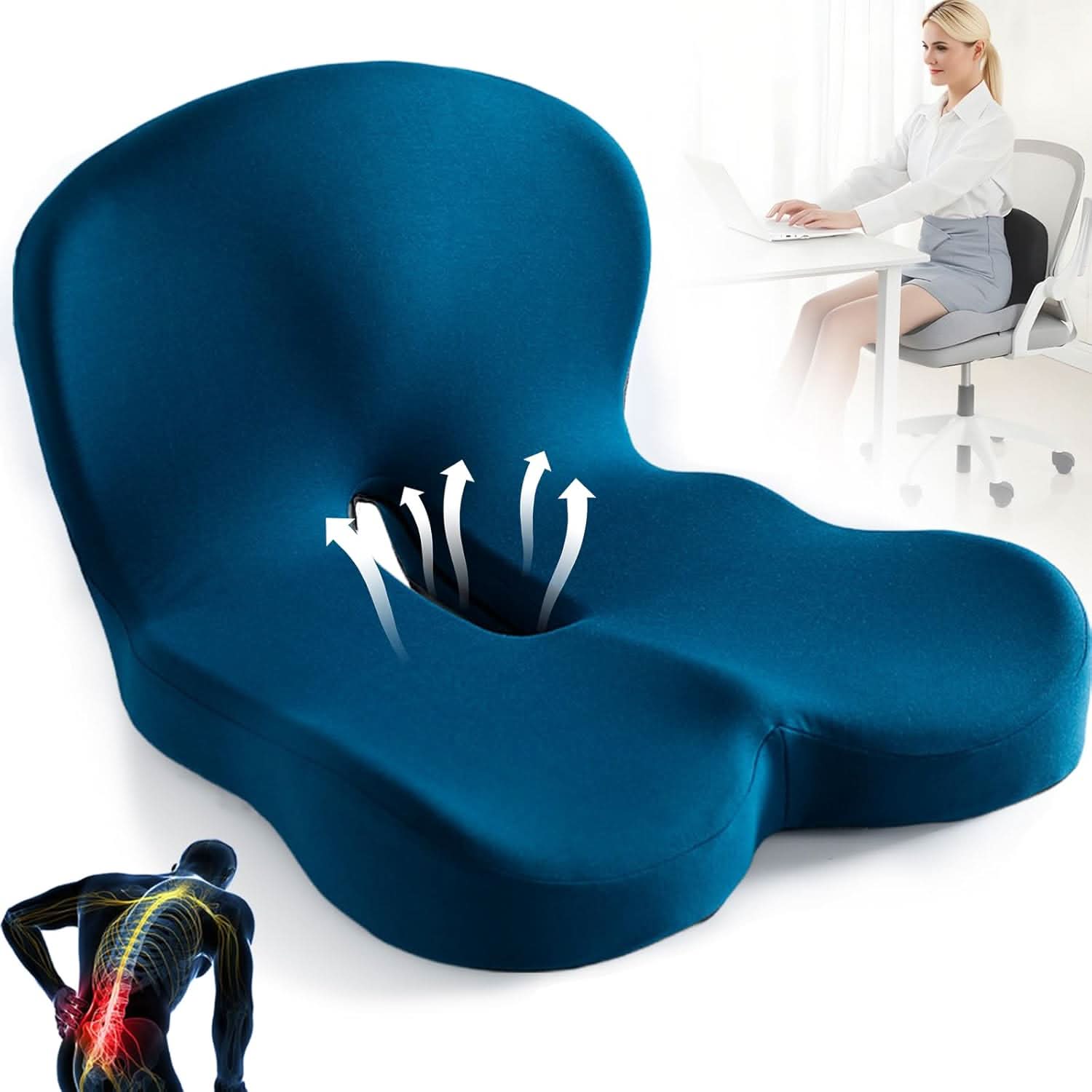 Ergonomic Memory Foam Seat Cushion – Pressure Relief & Non-Slip