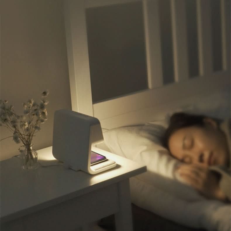 Alarm Clock and Wireless Charging Station Bedside Lamp