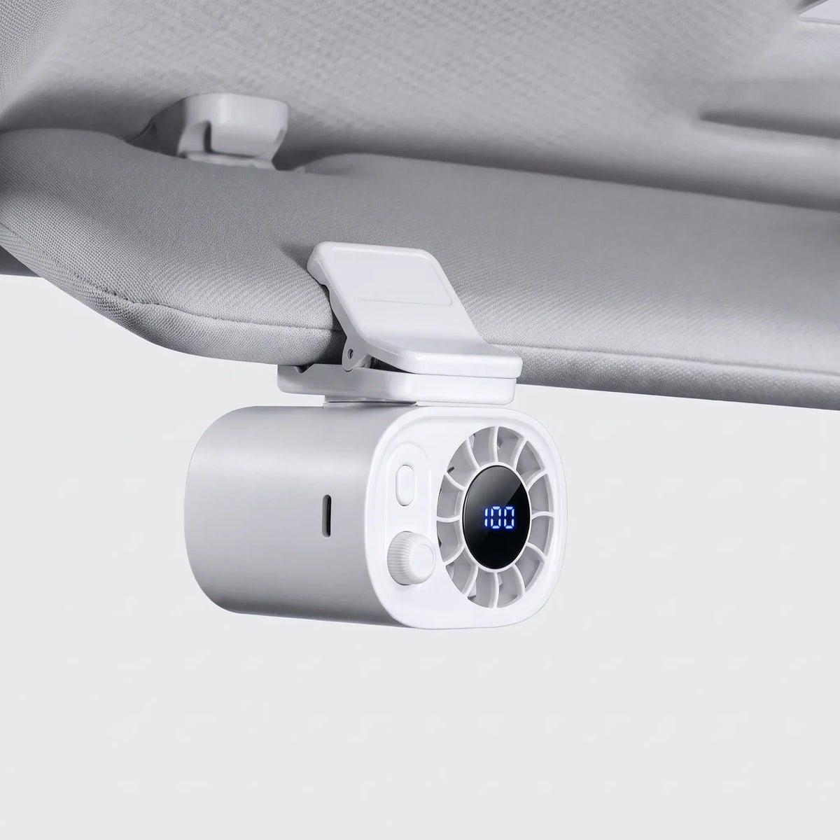 Portable Clip-On Fan with Digital Screen – 360° Rotation & 100 Speed Settings for Car, Desk, and Stroller