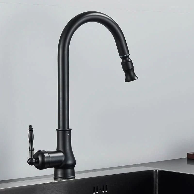 Antique High Arc Sink Mixer Kitchen Faucet with Pull-Out Spray