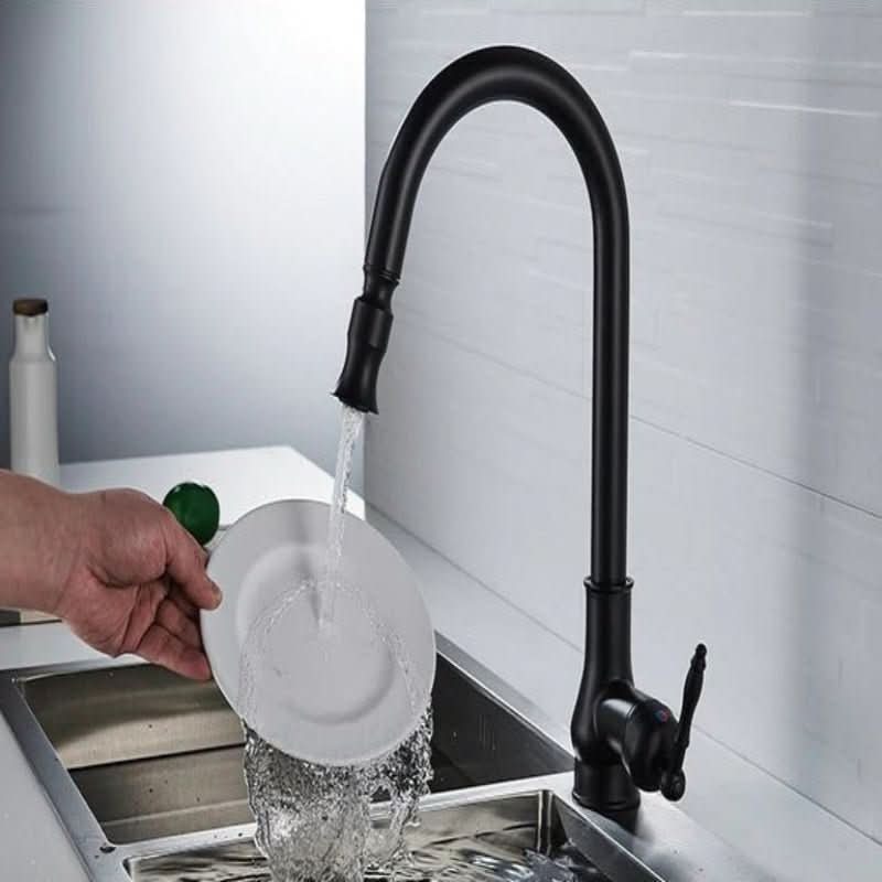 Antique High Arc Sink Mixer Kitchen Faucet with Pull-Out Spray
