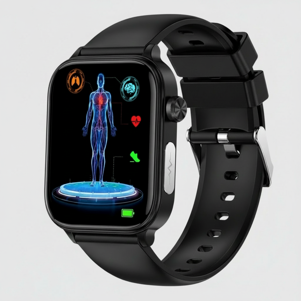 Health Monitoring Smartwatch - Heart Rate & Blood Sugar Tracker, SOS, Fall Detection, Waterproof Sports Watch
