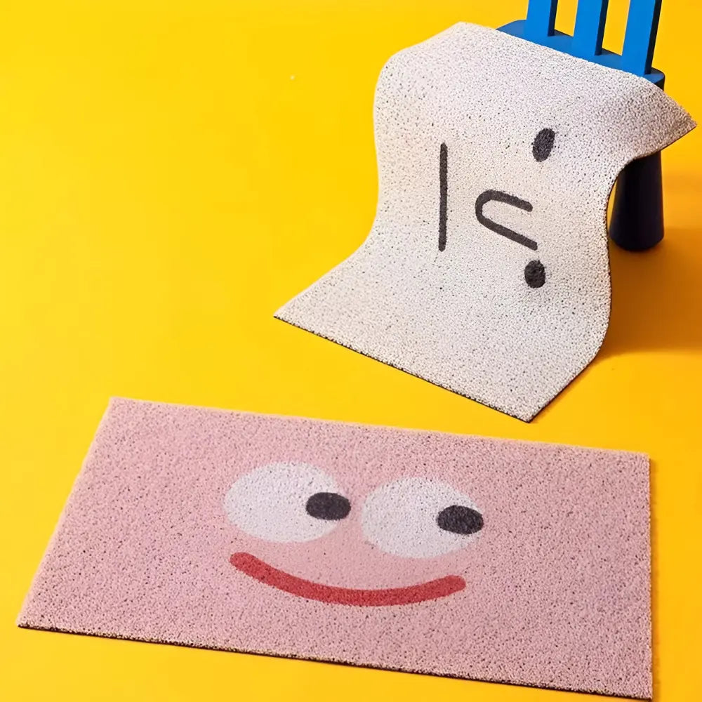 Non-Slip Smiley Print PVC Door Mat – 40 × 60 cm, Easy to Maintain