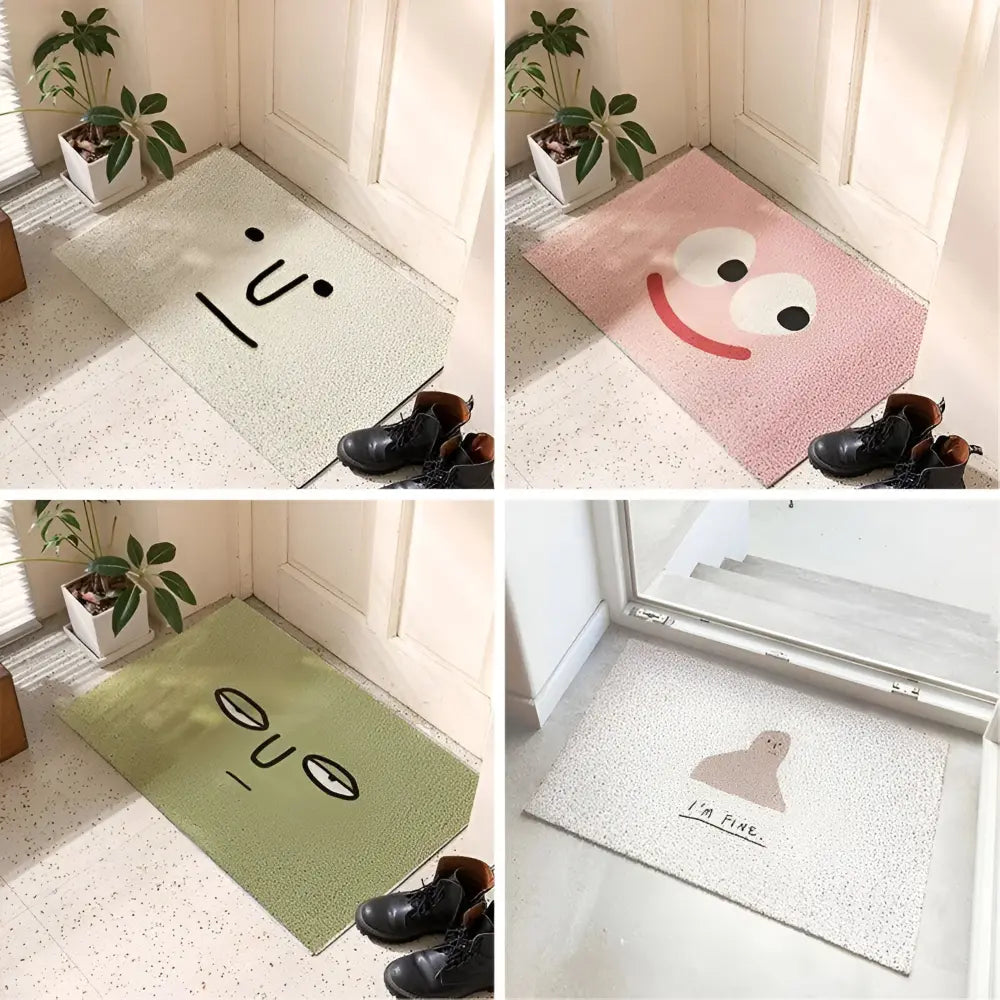 Non-Slip Smiley Print PVC Door Mat – 40 × 60 cm, Easy to Maintain