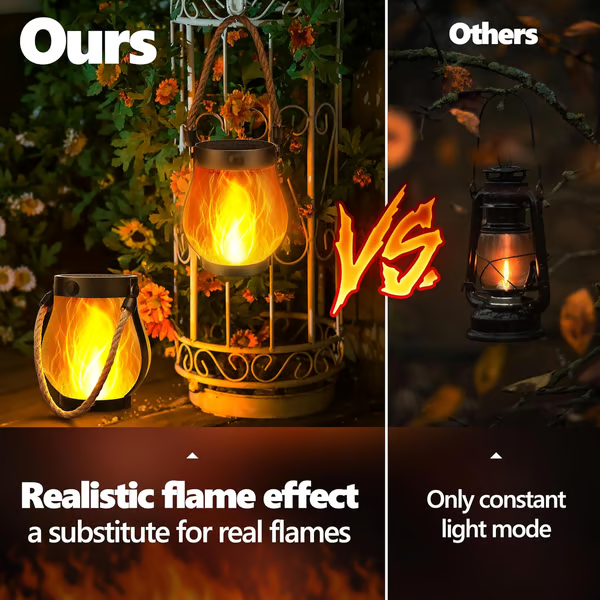 Solar Garden Lanterns with Flame Effect – Weather Resistant