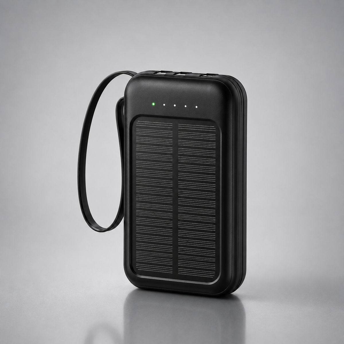 20000mAh Solar Power Bank with LED Light and Integrated Cables - Portable Battery for Smartphones and Tablets with Dual USB and Type-C Ports