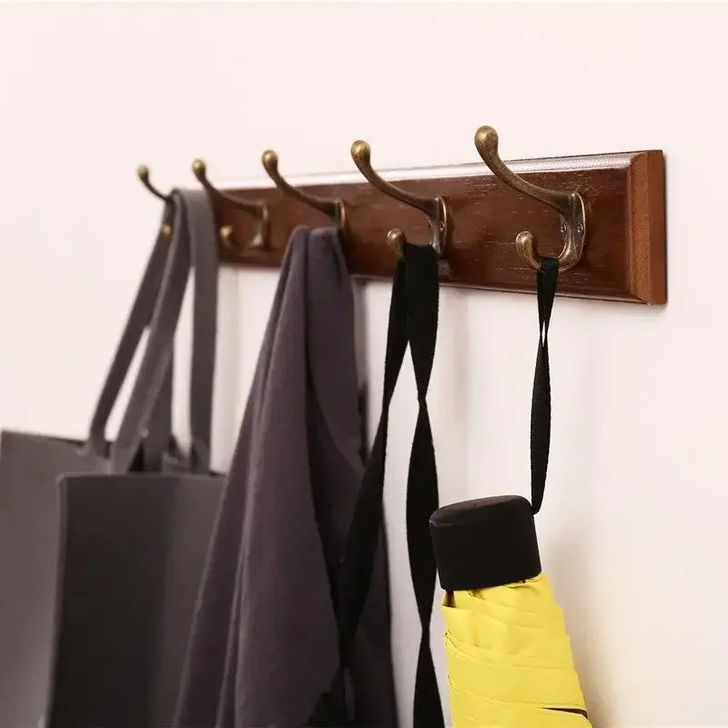 Stylish Wooden Wall Rack with 4-5 Hooks for Organized Living