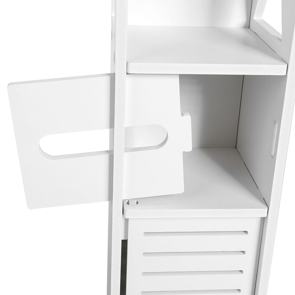 Compact White Wood Bathroom Organizer for Efficient Storage