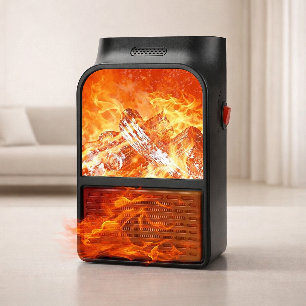 Compact Electric Heater with Remote Control – 900W Power